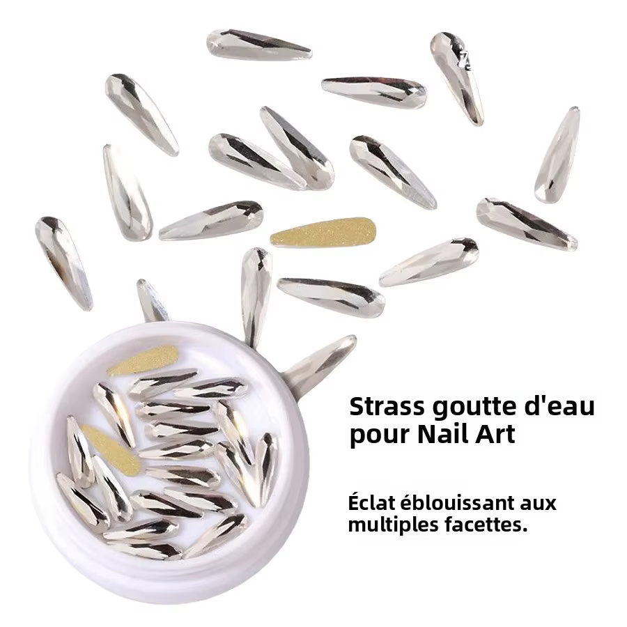 Lacrima fond plat/dos tranchants Nail Art strass verre cristal AB ongles décoration Boutique Salon approvisionnement