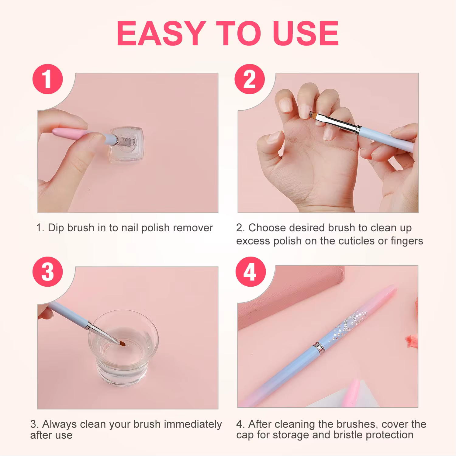 Pinceaux de nettoyage pour Nail Art