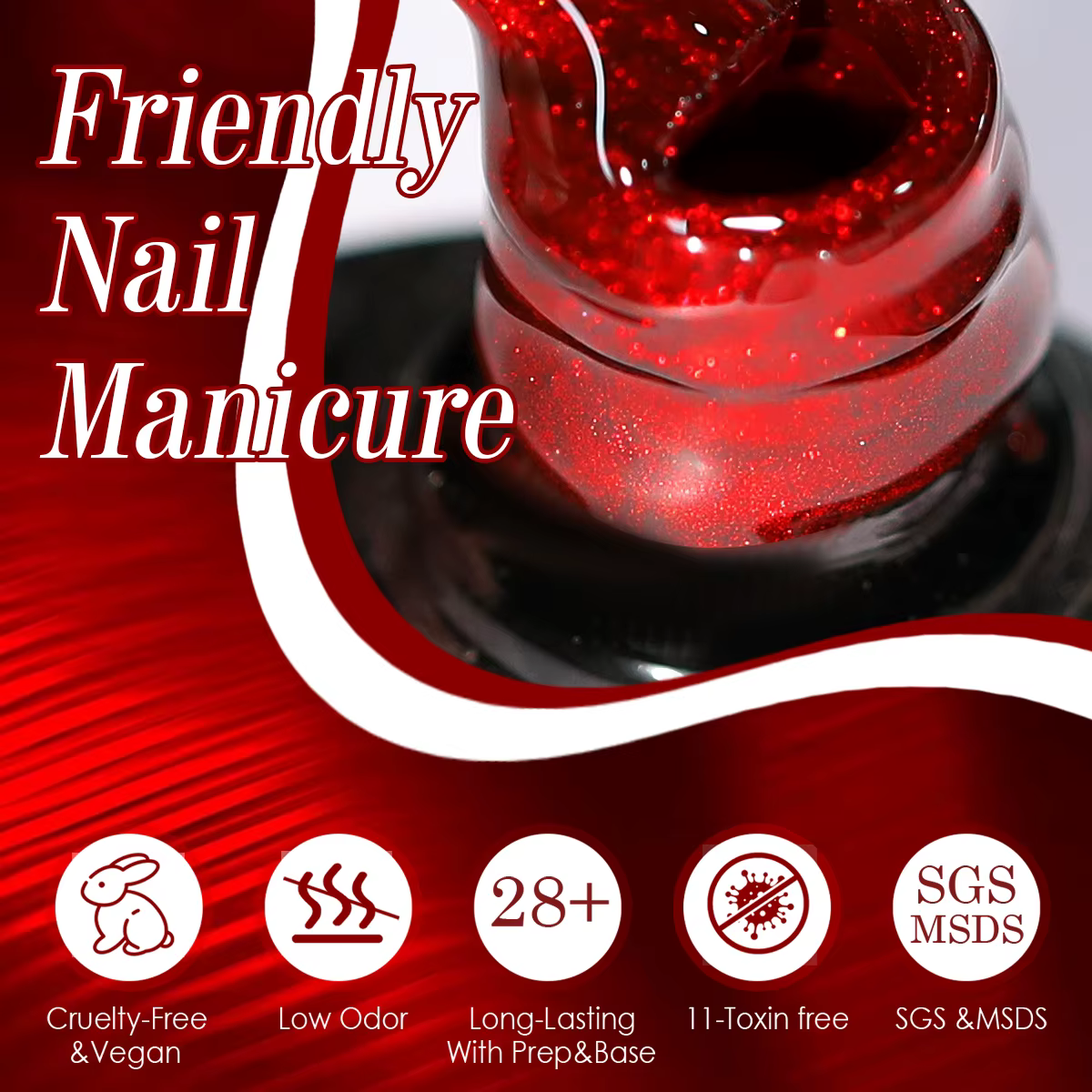 Gel magnétique rouge effet œil de chat pour ongles des orteils