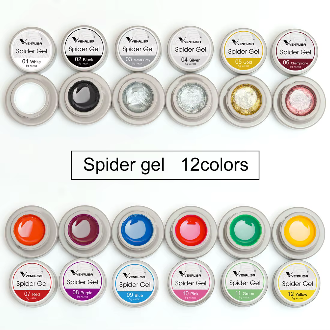 VENALISA Spider Gel Web Vernis Peinture Liner Soak Off UV LED Nowipe Ongles Manucure Noir Blanc Rose Or Argent Couleur Laque