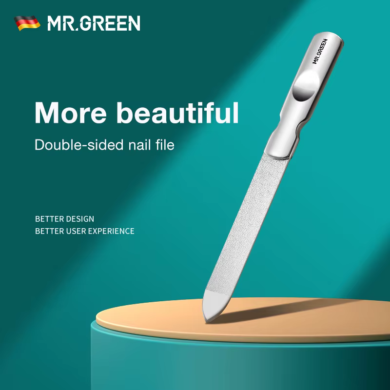 MR.GREEN limes à ongles Double face en acier inoxydable manucure pédicure toilettage pour outils professionnels de soins