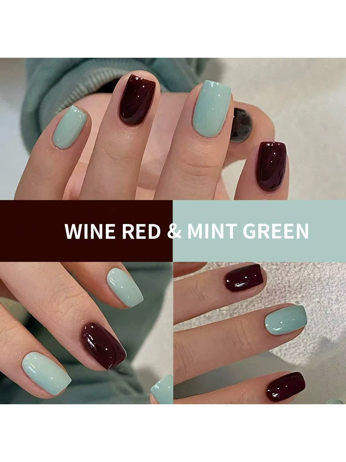 2025 printemps/été Viral vin rouge et vert menthe Mini Duo-ensemble de vernis Gel UV tendance éclaircissant pour les Salons de manucure