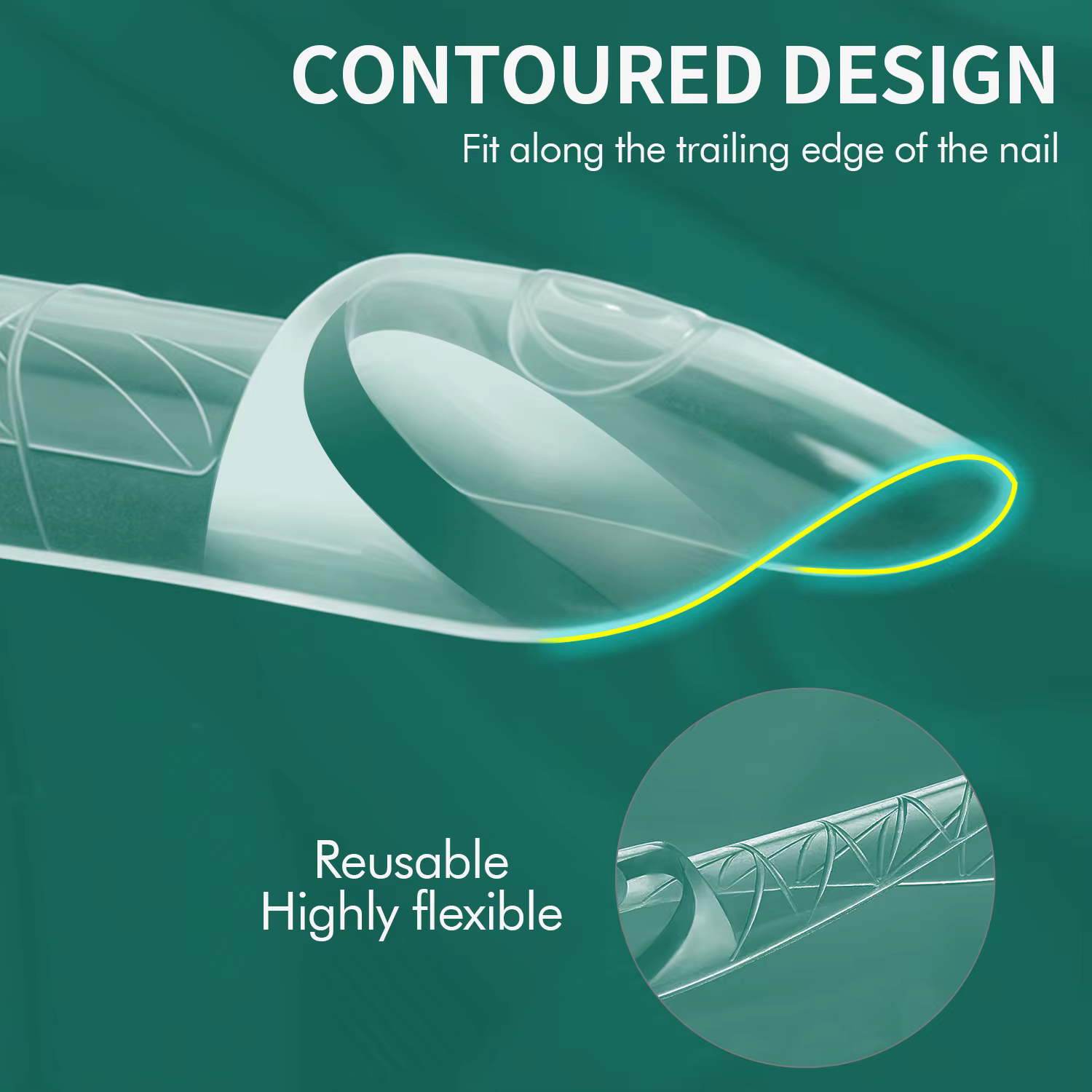Nailpop Space French Dual Forms 15 Tailles Transparentes Réutilisables pour Extension d'Ongles en Gel