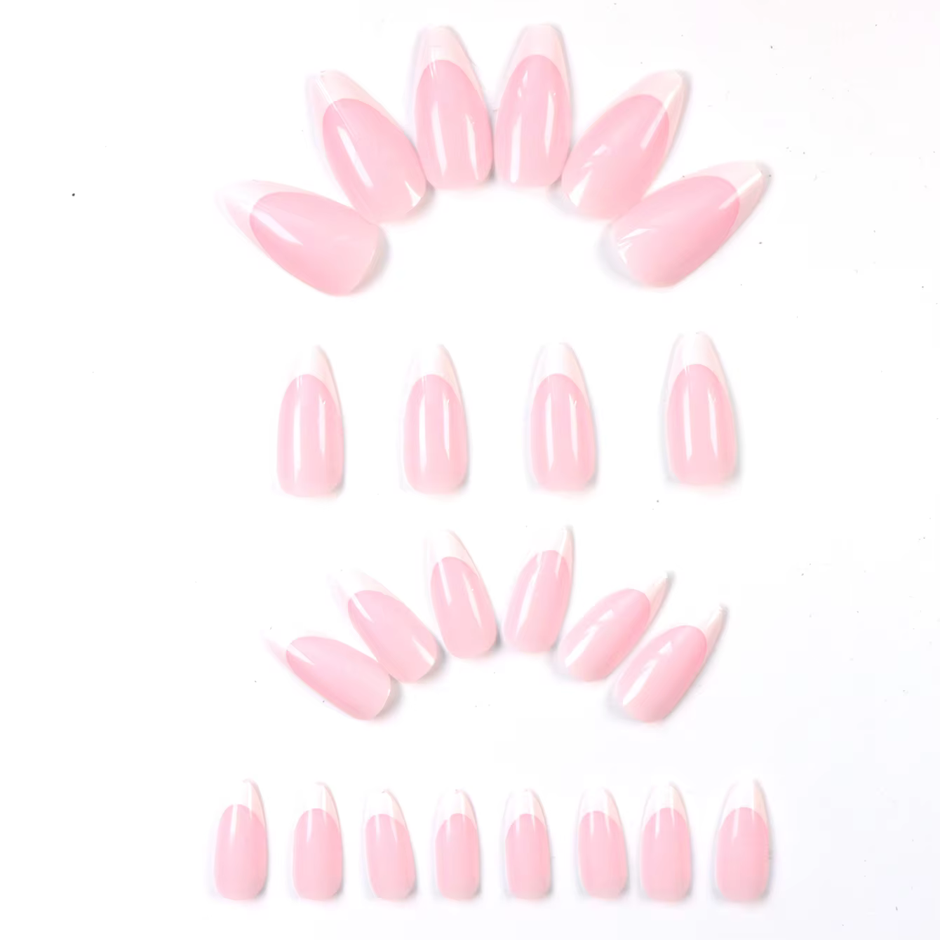 Boîte de 120 pièces en forme d'amande rose pièce d'ongle blanc presse française sur les ongles