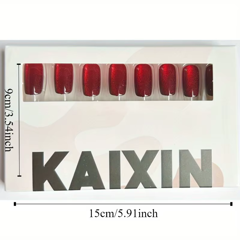 24 pièces oeil de chat rouge portant des ongles cerise