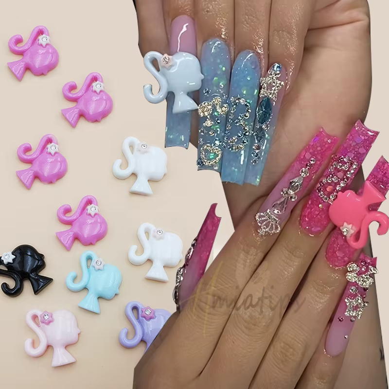 Breloques à ongles Kawaii pour fille rose 3D