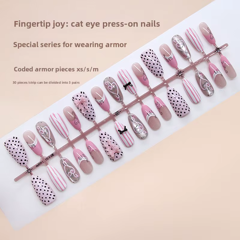 30 faux ongles roses press-on