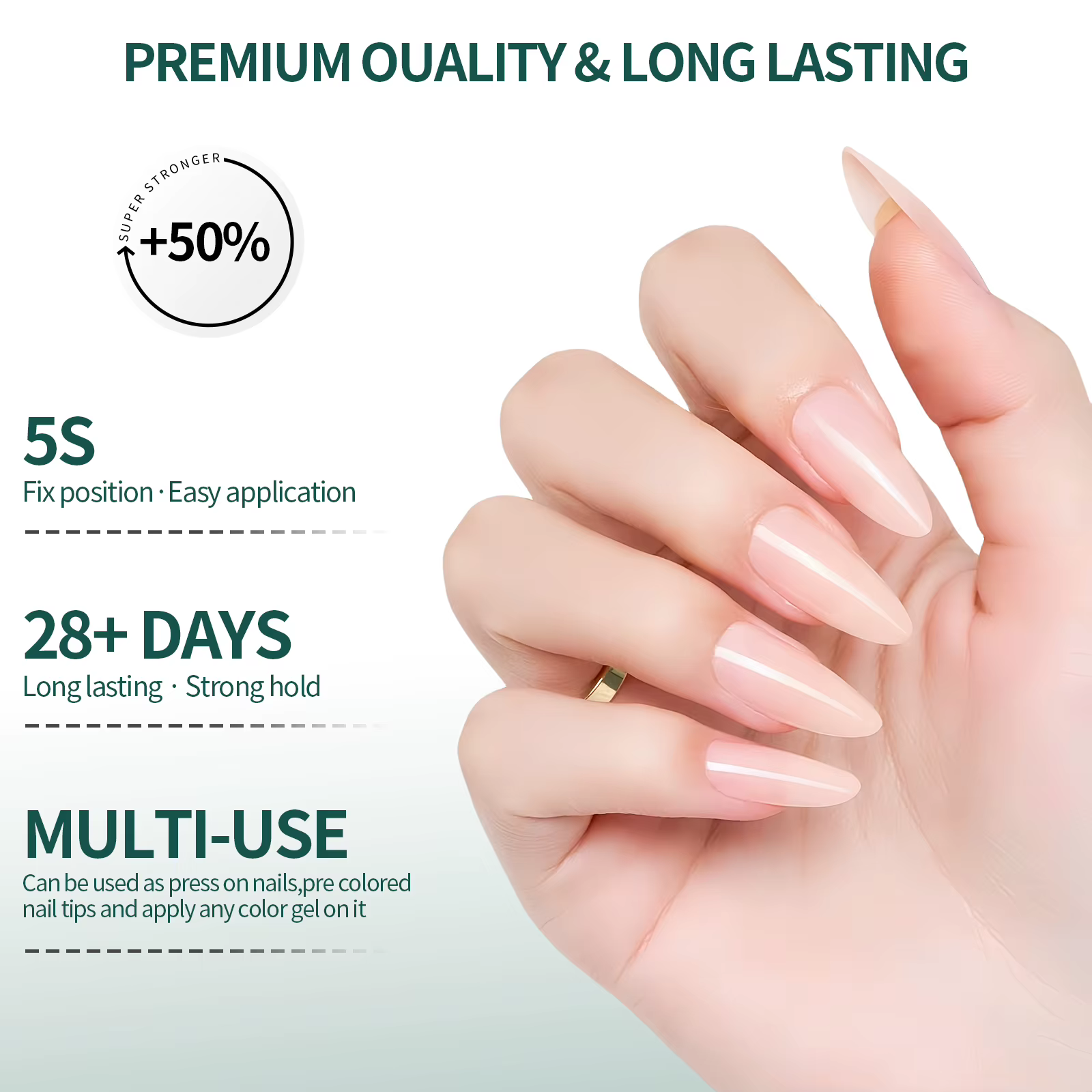 NAILPOP 4 formes 112 pièces couleur nue presse sur ongles naturel pré-coloré Gel