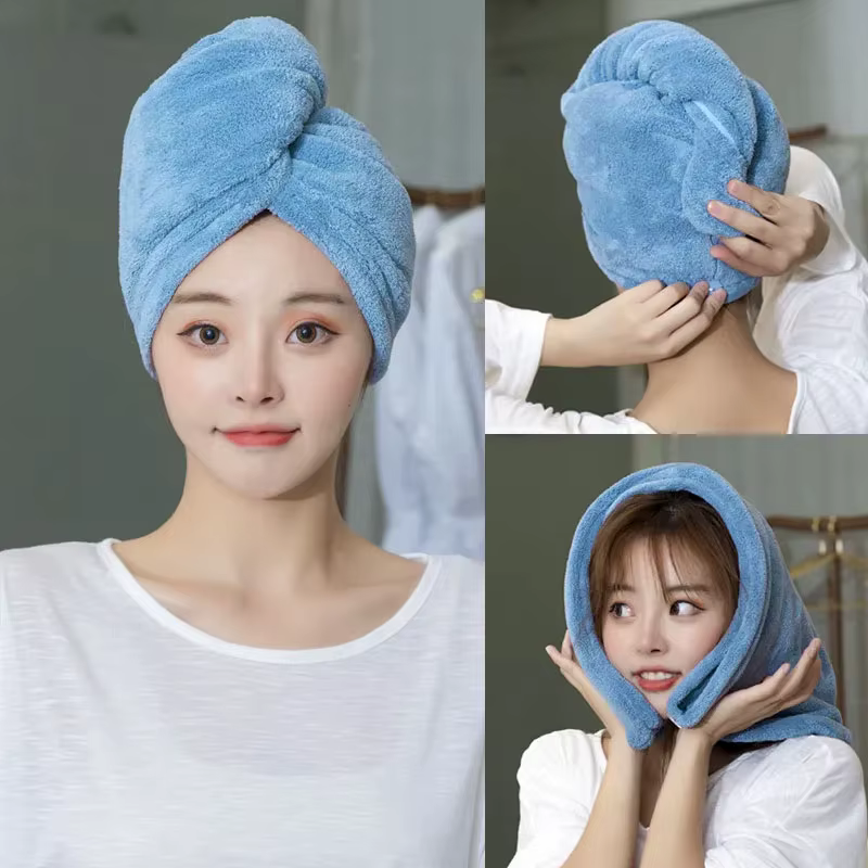 Femmes cheveux longs serviette de cheveux à séchage rapide serviettes en microfibre douce bonnet de douche serviette chapeaux de bain pour femmes bonnet de cheveux secs dame Turban tête