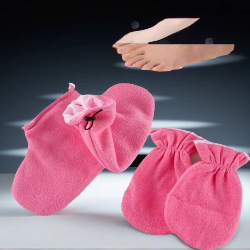 Gants de soins isolants en flanelle, 1 paire, ouverture élastique, Protection des ongles, thérapie des mains, mitaines en cire de paraffine, chauffe-ongles réutilisables pour femmes