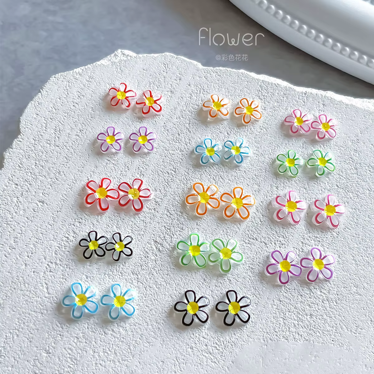 Résine de gelée colorée marguerite tournesol Rose fleur mignon ongles strass Nail Art décorations breloques accessoires outils de manucure