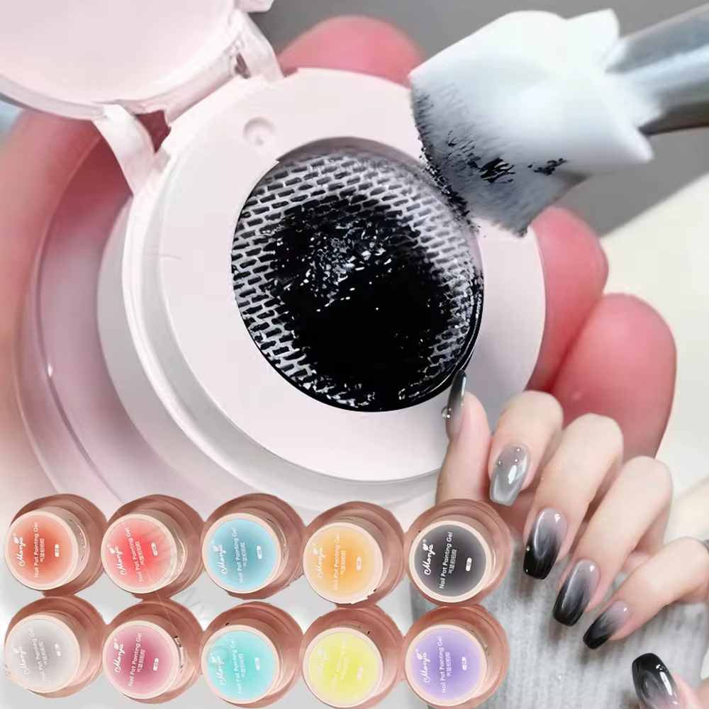 1 pot coussin tapotement Gel vernis Ombre noir blanc pêche Pat Gel