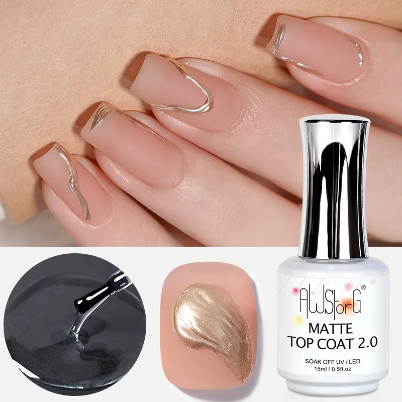 AWStorG 15ml mat couche de finition 2.0 poudre antiadhésive vernis à ongles