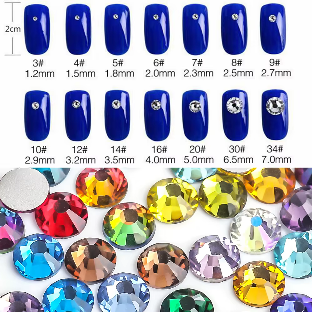 VC rose clair/Rose/Fuchsia/Rose verre 3D Nail Art strass SS3 ~ SS34 ongles en cristal décorations Non HotFix