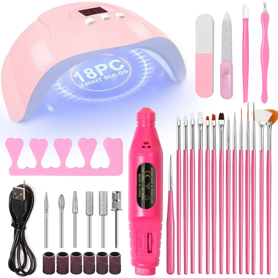 LINMANDA ensemble de manucure USB perceuse à ongles électrique Kit de lime de vernis avec lampe à LED stylo portable