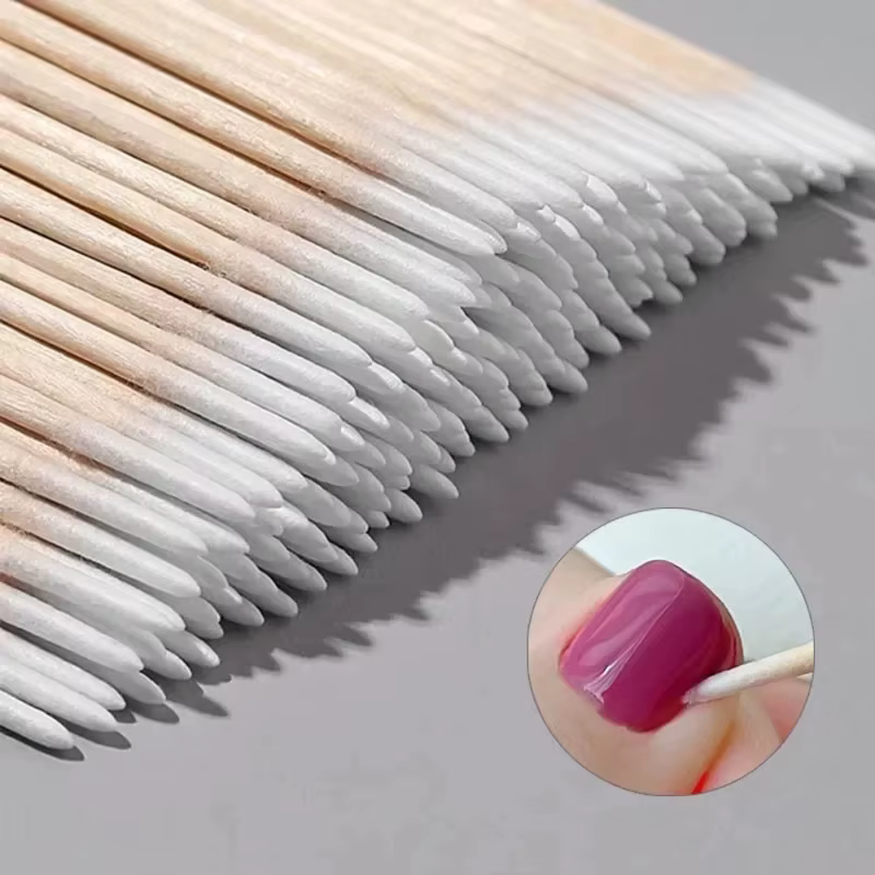 Bâtonnets de coton à pointe en bois pour ongles