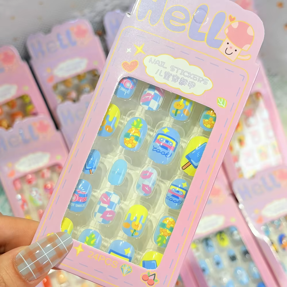 120 pièces/boîte, faux ongles pour enfants