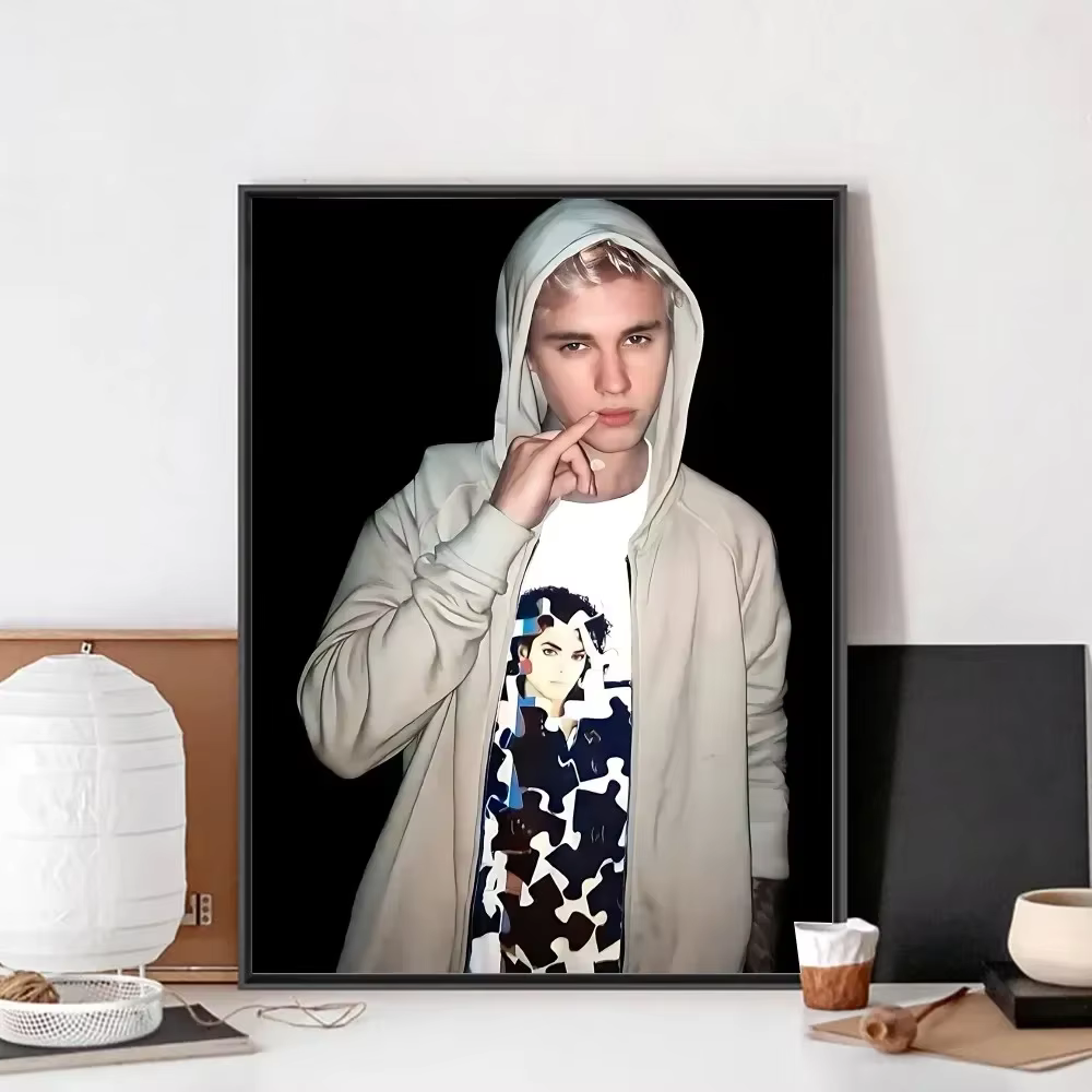 Affiche sans cadre de J-Justin B-Bieber, en papier kraft, pour bar, club, peinture artistique murale, autocollants d'étude pour chambre à coucher