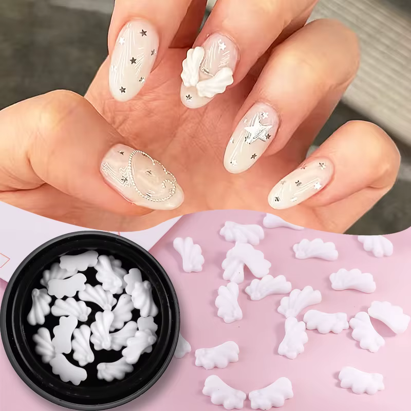 Décorations d'art d'ongles en forme d'ailes d'ange blanches | Accessoires pour ongles de style japonais mignon