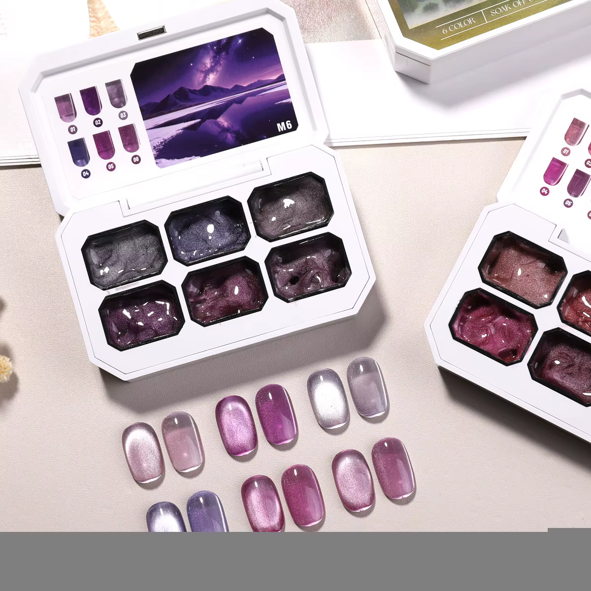 Gel magnétique pour ongles effet œil de chat 2g x 6 couleurs