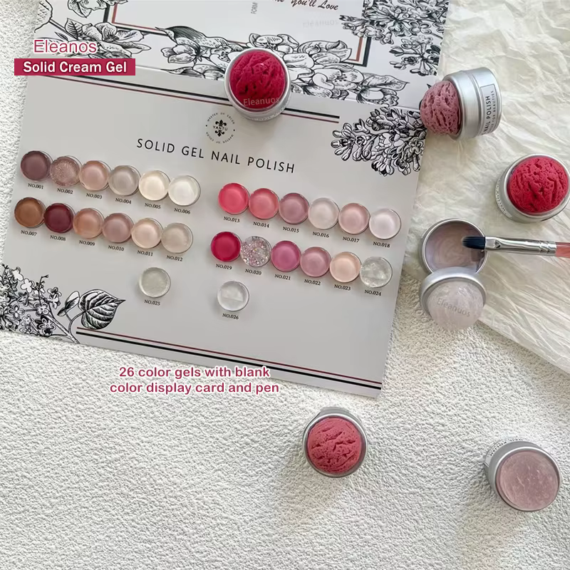 Eleanos Straberry rose marron 26 pièces Gel crème solide vernis Gel de peinture professionnelle avec nuancier pour Nail