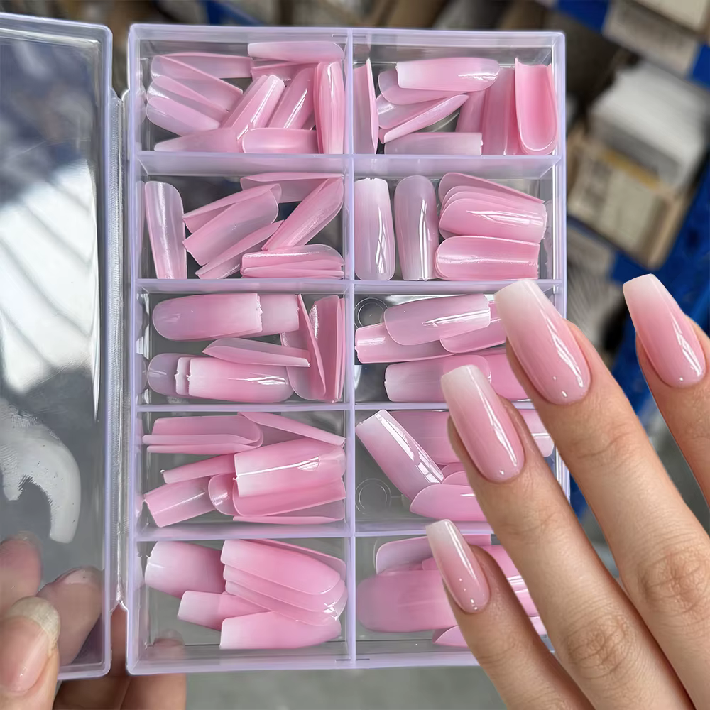 120 faux ongles de ballet ombrés roses de longueur moyenne