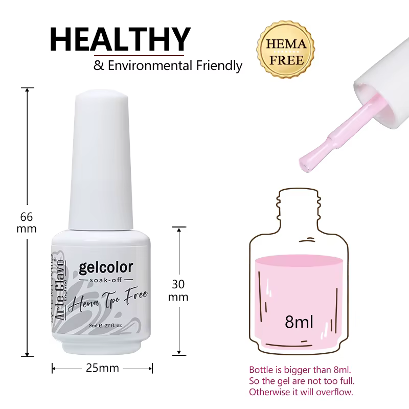 Arte Clavo 8ml HEMA TPO gratuit Gel vernis à ongles Nail Art manucure Semi Permanent Gel UV hybride