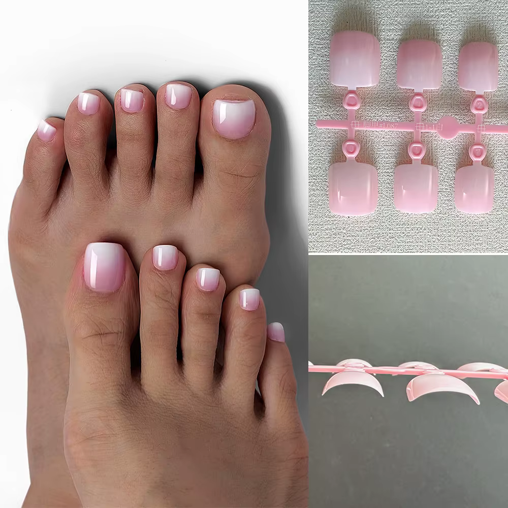 120 pièces ongles d'orteil presse sur les pointes d'ongle français faux