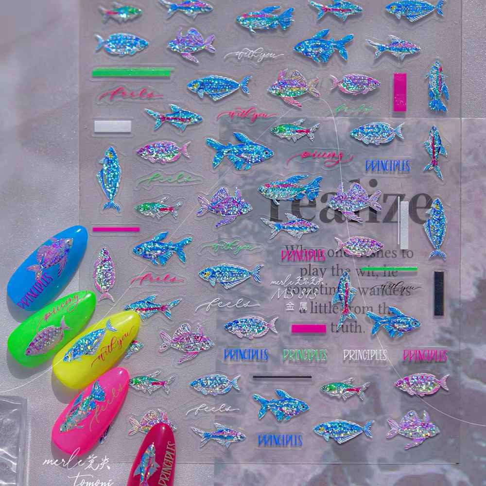 Autocollants pour ongles 5D de mer tropicale