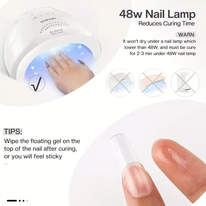 Ensemble de manucure avec formes, LED/UV, gel dur pour extension d'ongles