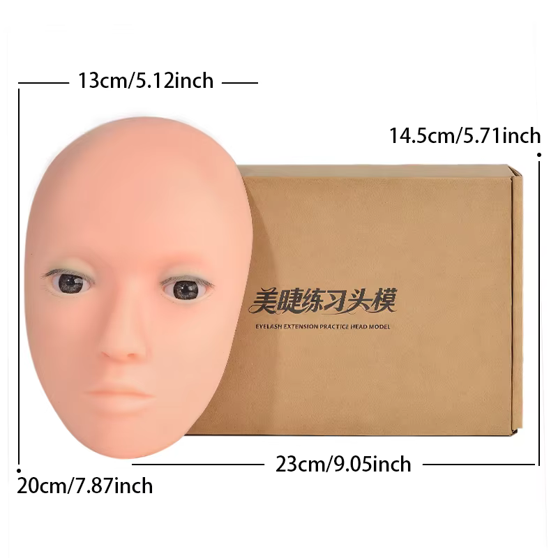 Tête d'entraînement professionnelle pour extensions de cils avec peau artificielle ultra-douce pour les techniciennes en cils, usage en salon