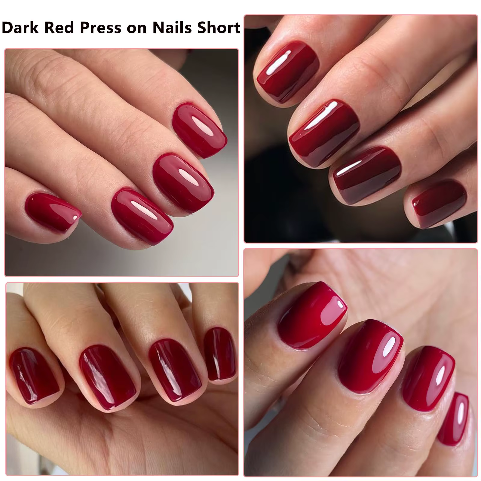 120 pièces cerise rouge court carré presse sur ongles 1 * boîte brillant