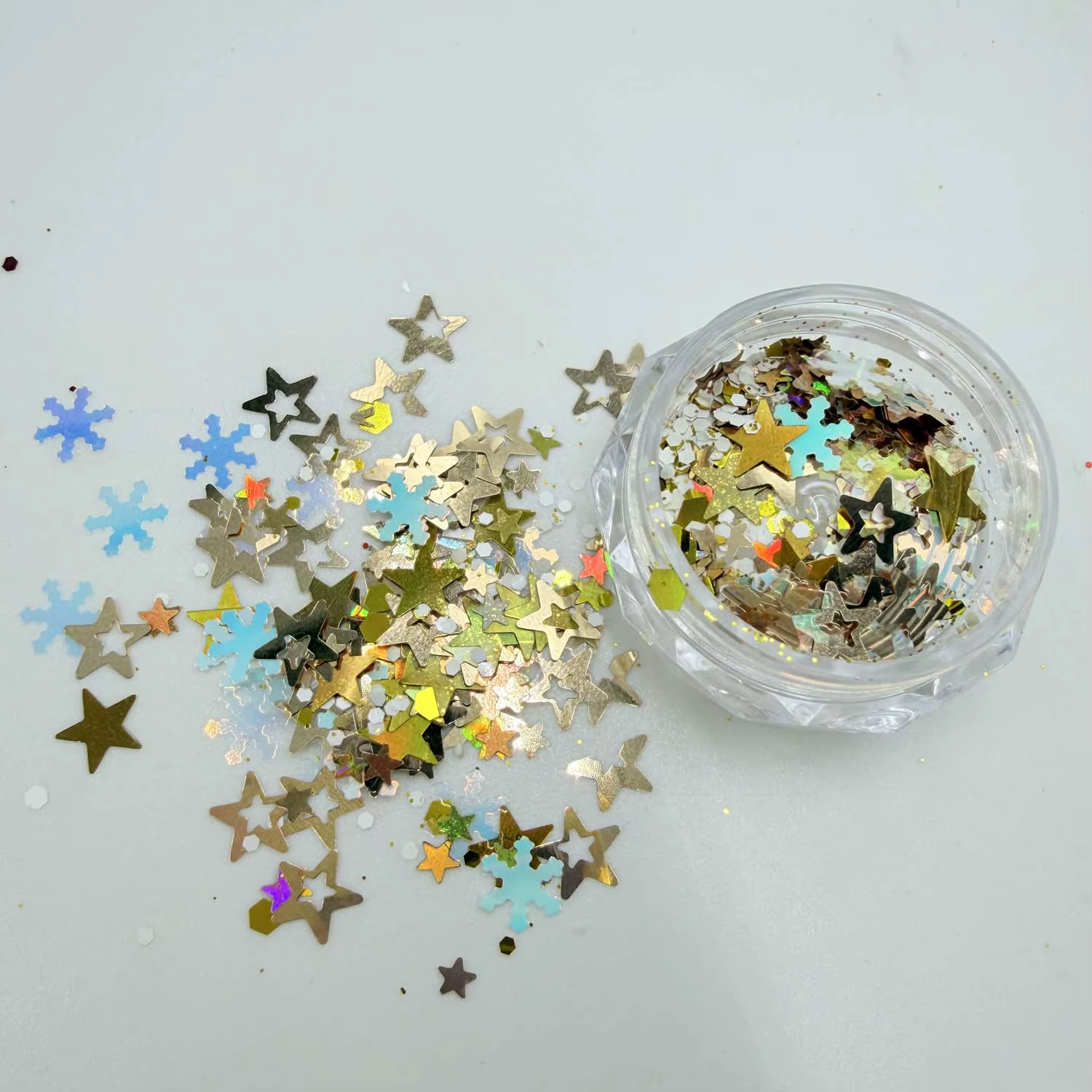 Décorations d'ongles de Noël : paillettes holographiques, confettis flocons de neige, décorations d'ongles de Noël vertes, flocons 3D pour vernis gel DIY