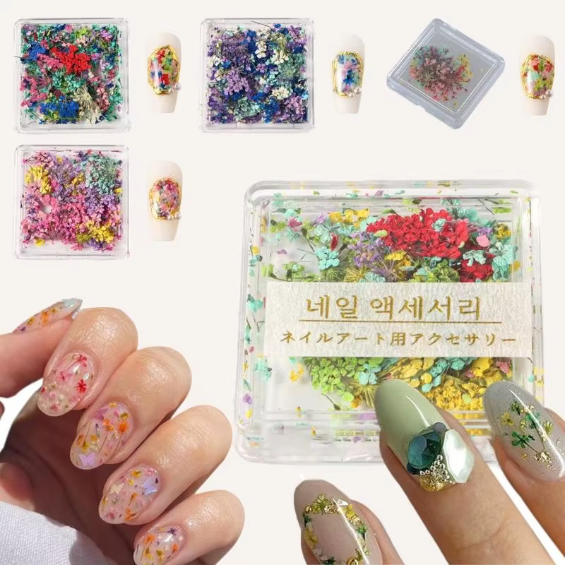 Nails fleurs séchées Charms japonais charmes