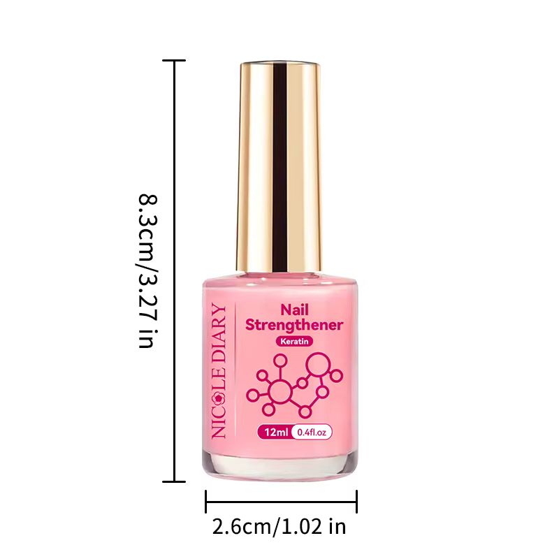 NICOLE DIARY 12ml Vernis à ongles rose fortifiant naturel transparent pour une brillance améliorée