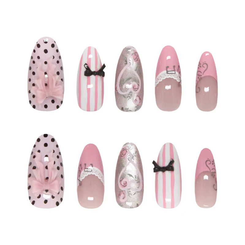 30 faux ongles roses press-on