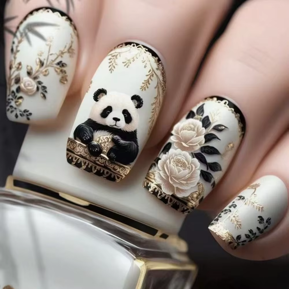 24 pièces rêveur étoile lune faux ongles papillon foncé acrylique presse
