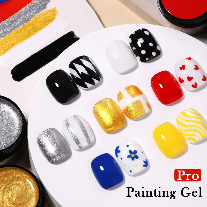 BORN PRETTY Gel de Peinture Blanc et Noir 5ml Professionnel Super Texture pour Dessin de Lignes et Fleurs