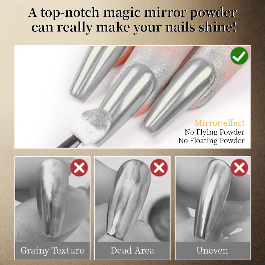 RS Chrome poudre à ongles holographique miroir magique métallique doré argenté frottant Nail Art paillettes poussière