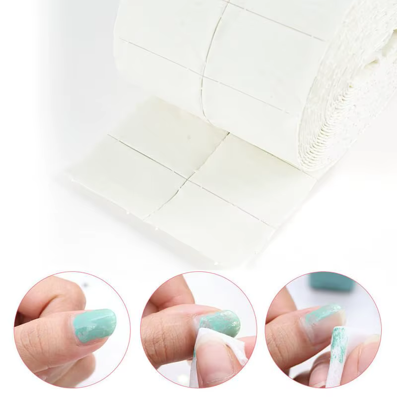 300 pièces/rouleau dissolvant de vernis à ongles tampons de coton blanc déchiré non pelucheux lingettes