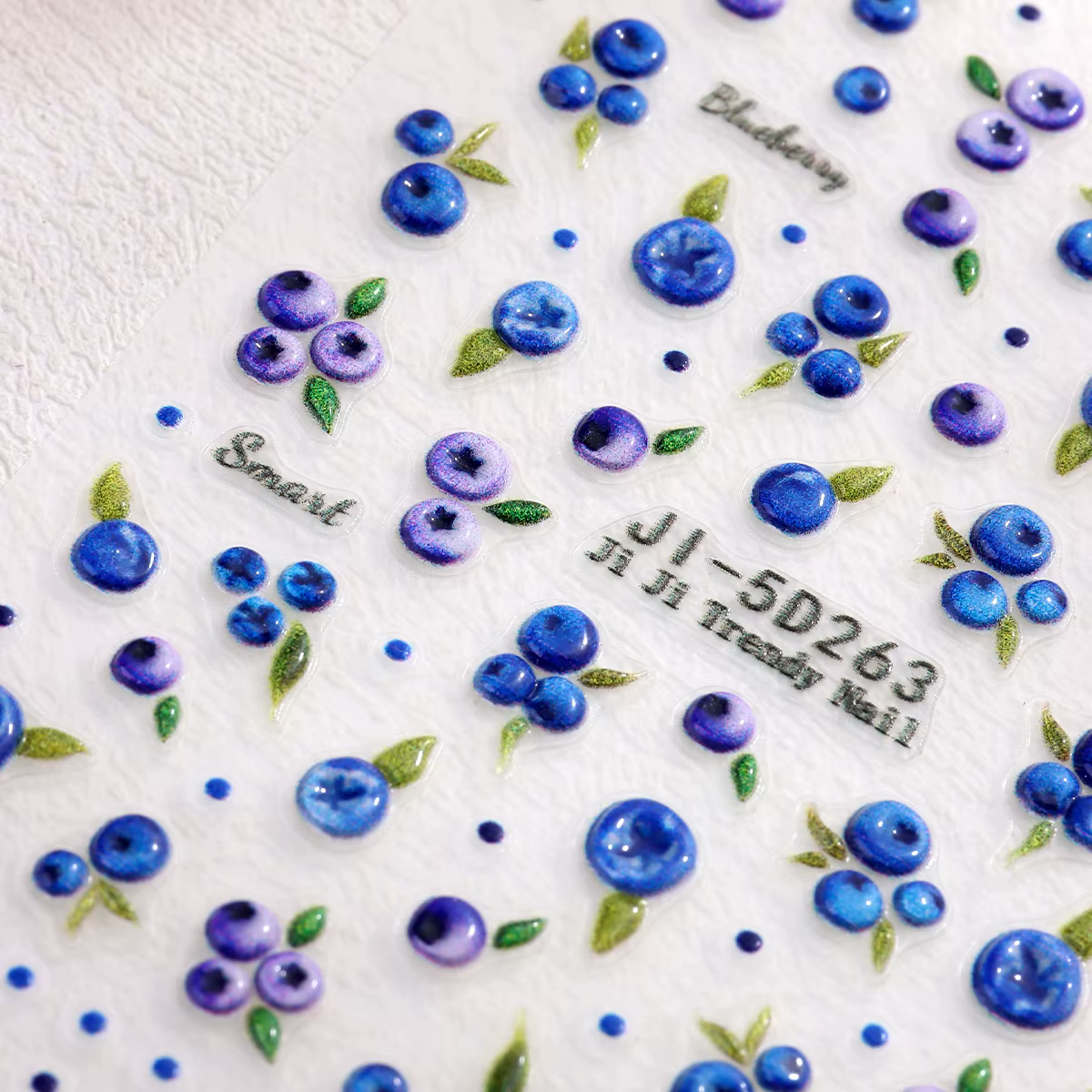 Autocollants pour ongles mignons motif myrtille dessin animé