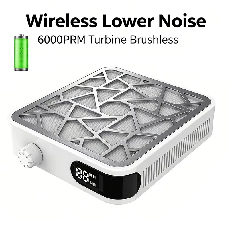 Aspirateur à poussière pour ongles professionnel rechargeable, puissant, avec aspiration réglable et faible bruit
