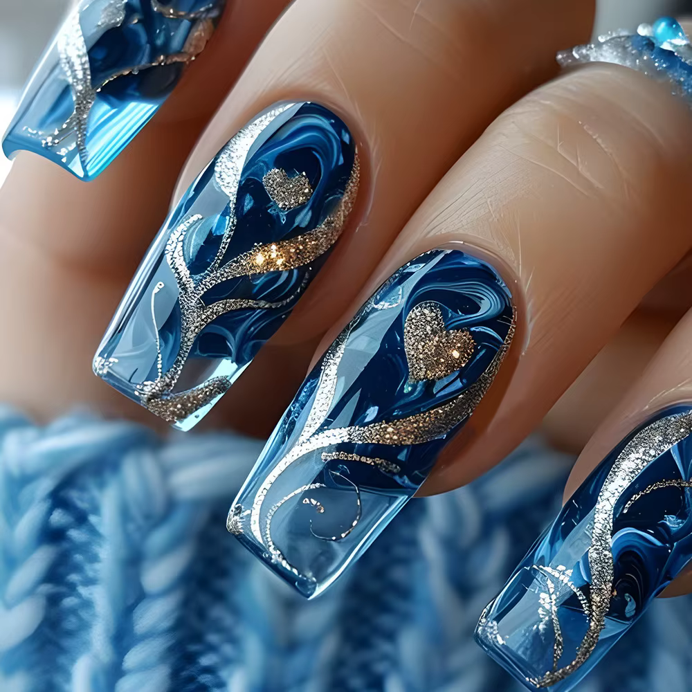 24 pièces/ensemble faux ongles mi-longs fleurs de dragon jaunes conception de plumes pour le printemps été pointes