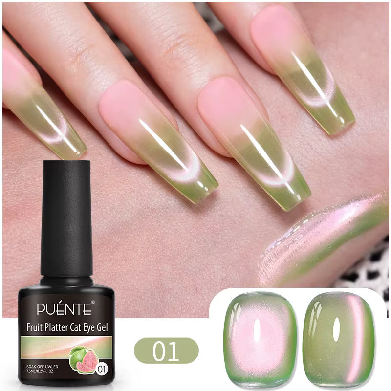 PUENTE série de fruits chat Gel magnétique vernis à ongles été vert violet rose oeil
