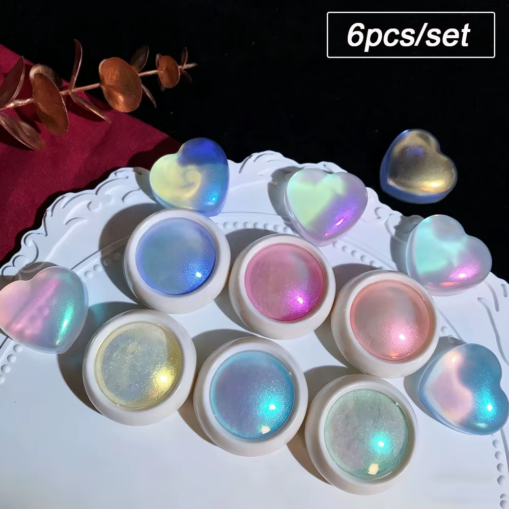 6 pots de poudre à ongles effet miroir sirène