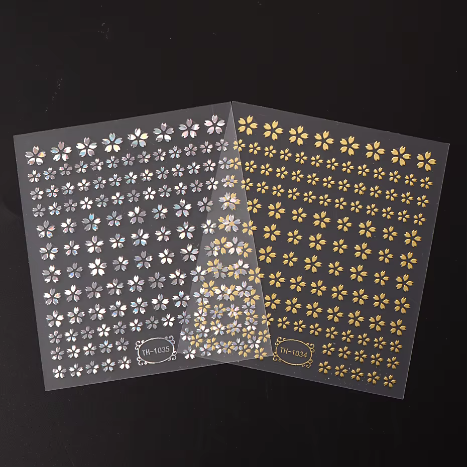 Autocollant Laser 3D fleur Sakura pour ongles