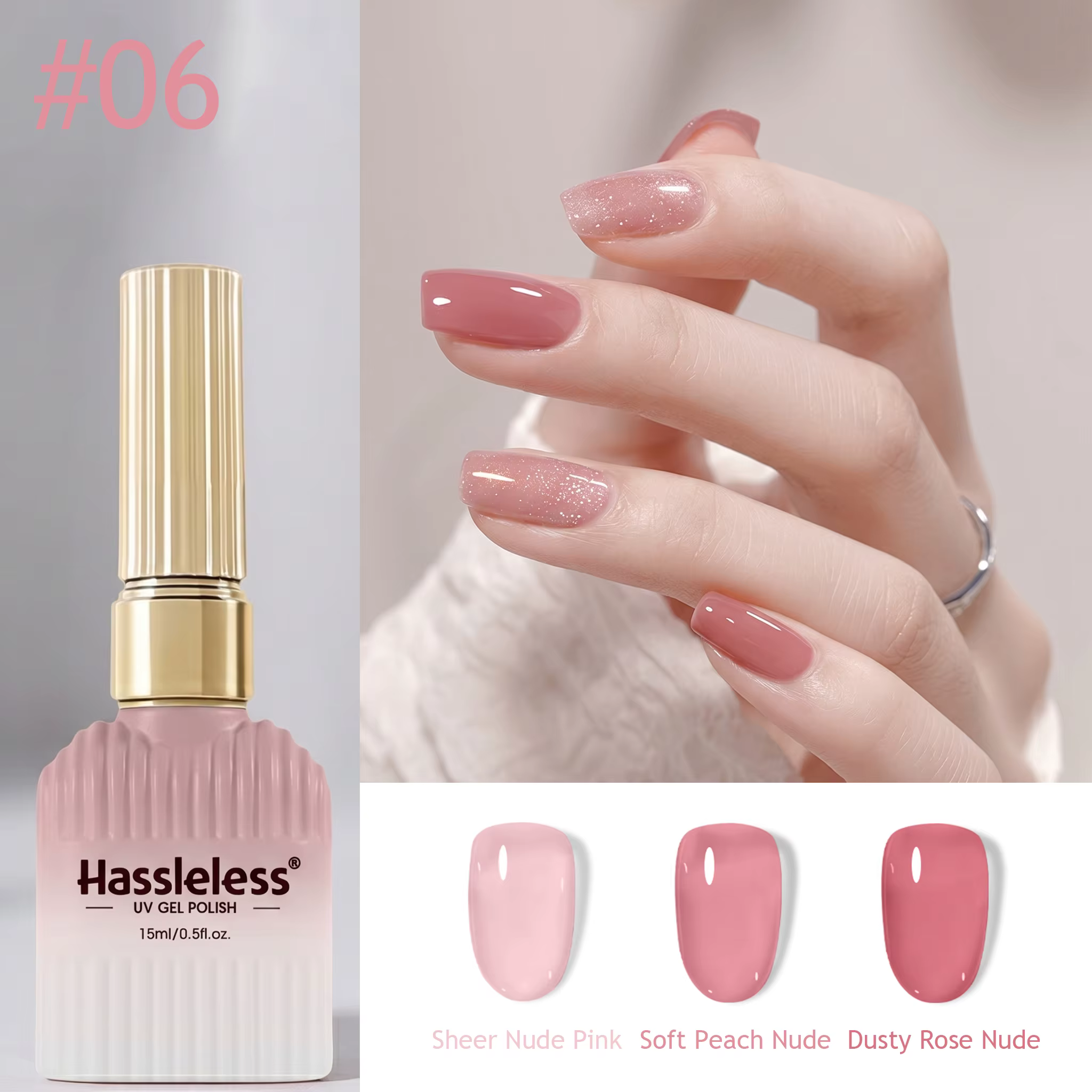 Sans tracas # Gel UV 06 Jelly Dusty Nude Pink 15ml