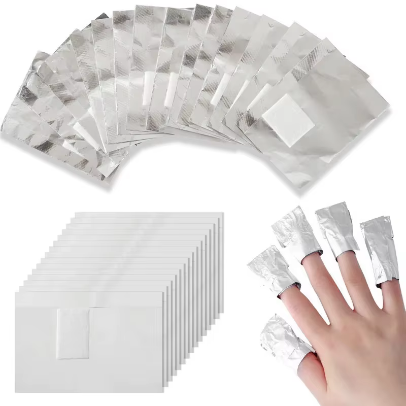 Serviettes démaquillantes pour ongles avec tampons en coton et feuille d'aluminium pour le nail art
