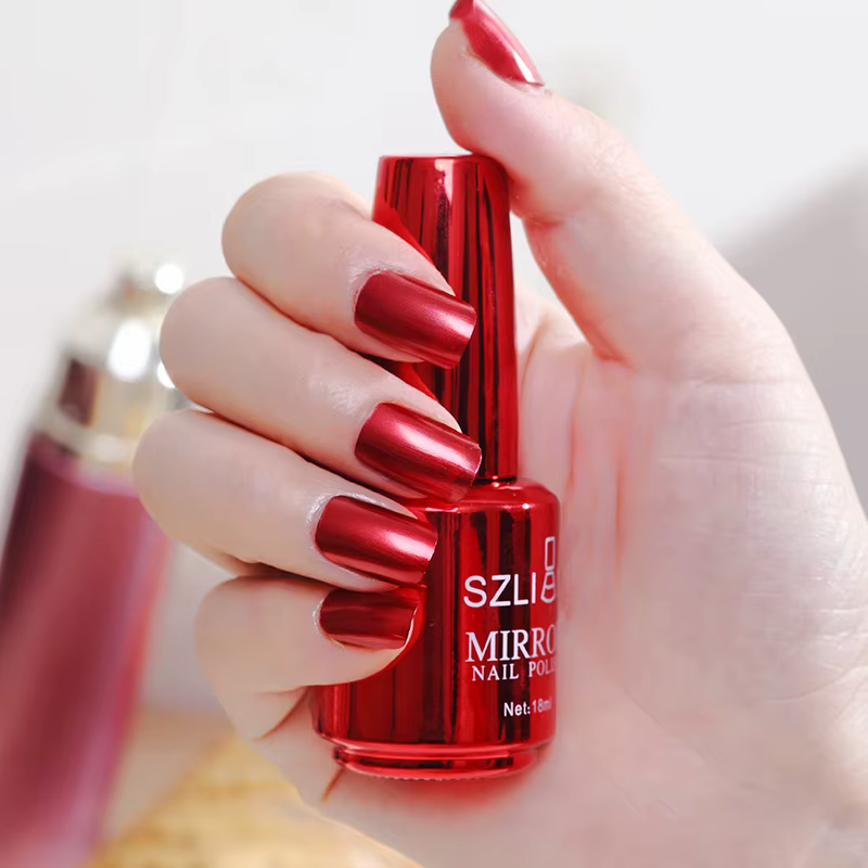 Vernis à ongles métallique effet miroir violet Rose or argent