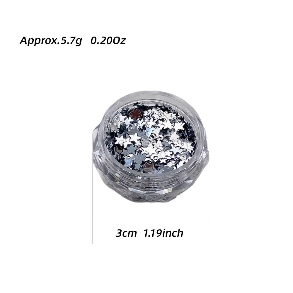 1 boîte de paillettes 3D argentées en forme d'étoile pour nail art